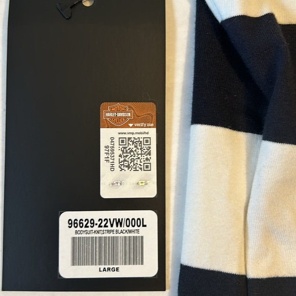 Harley-Davidson Large Bodysuit Bombshell Bodysuit Black and White Striped NWT - Picture 14 of 14